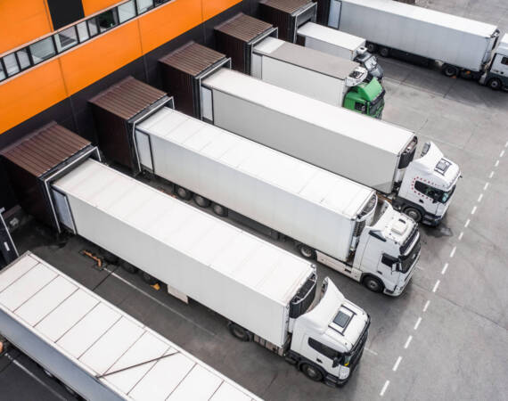 Trucks in the distribution hub